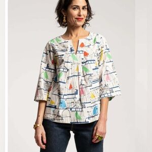New Frances Valentine Easy Top La Cage Top Colorful Cotton Top Size M